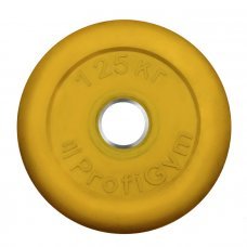 Диск ProfiGym обрезиненный d 31 мм жёлтый 1,25 кг